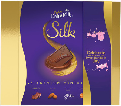 

Cadbury Dairy Milk Silk Miniatures Chocolate New Born Baby Pink Sleeve Gift Pack, 240 gm Bars(240 g)