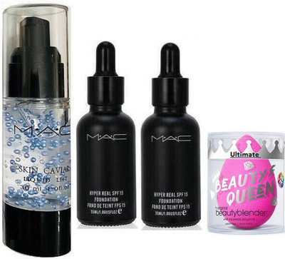 

Ultimate Sponge Puff, Mac Hyper Real Foundation, Skin cavial Face Primer(Set of 4)