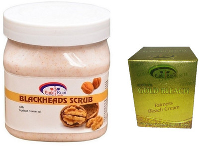 

Pink Root BLACKHEADS SCRUB 500ML WITH GOLD BLEACH 50G(Set of 2)