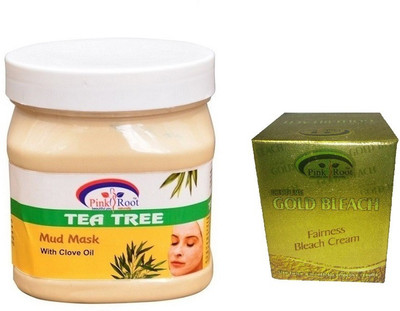 

Pink Root TEA TREE MASK 500ML WITH GOLD BLEACH 50G(Set of 2)