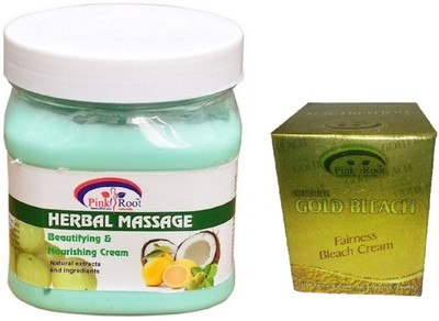 

Pink Root HERBAL MASSAGE CREAM 500ML WITH GOLD BLEACH 50G(Set of 2)