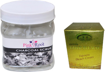 

Pink Root CHARCOAL SCRUB 500ML WITH GOLD BLEACH 50G(Set of 2)