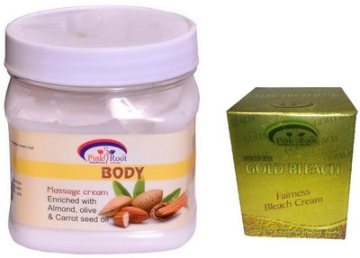 

Pink Root BODY MASSAGE CREAM 500ML WITH GOLD BLEACH 50G(Set of 2)
