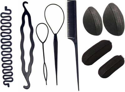 

JAMPAK Hair Accessories Combo Of 9 Pcs Twist N Fold Bun Maker Hair Styling Tool For Perfect Easy To Make Magic Look DIY Hair Styles For Girls Ladies & Women(Set of 9)