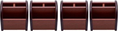 

Xingli 4 Compartments Wooden Best Quality Pen stand made with high quality Furnishing and material,Set of 4 Pieces(Dark brown)