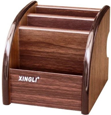 

Xingli 3 Compartments Wooden Pen stand(Dark brown)