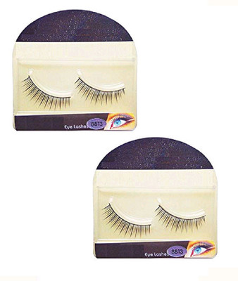 

sweetpea Imported Black Natural Thick Long False Eyelashes with Adhesive (Set of 2 Pair)(Pack of 2)