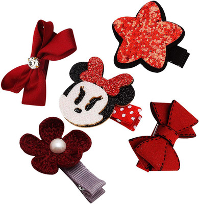 

Sanjog Boutique 5 PCS Hair Clip For Kids Handwork Barrettes For Toddlers Baby Girls Hair Accessory Set(Red, Maroon)