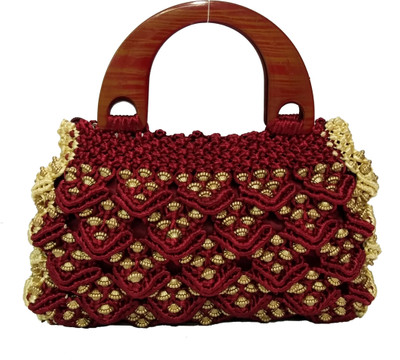 

RITA'S Hand-held Bag(Maroon, Gold), Gold;maroon