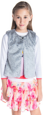

Cherry Crumble California Sleeveless Solid Baby Boys & Baby Girls Jacket, Grey