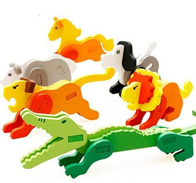 

Shopat7 Wooden 3D Wood Jigsaw Puzzles in Animals Shapes for Small Kids(Multicolor)