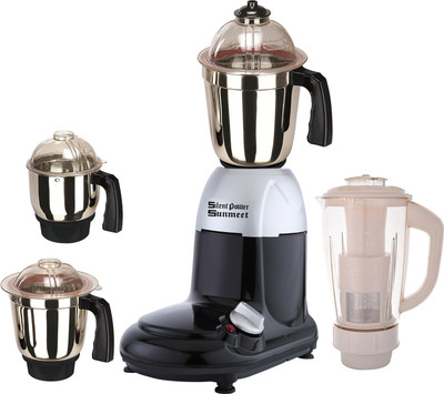 

SilentPowerSunmeet SPS_750W_CryMet-SlvBlk_4JIV_MG18-MA 750 Juicer Mixer Grinder(Silver Black, 4 Jars)