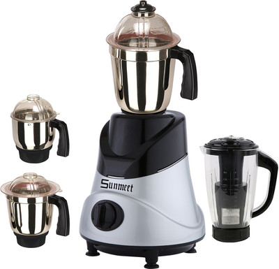 

Sunmeet SM_600W_ButMet-BlkSlv_4JBK_MG18-MA 600 Juicer Mixer Grinder(Black Silver, 4 Jars)