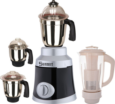 

Sunmeet SM_1000W_GrnComMet-SlvBlk_4JIV_MG18-MA 1000 Juicer Mixer Grinder(Silver Black, 4 Jars)