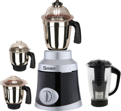 

Sunmeet SM_750W_GrnComMet-SlvBlk_4JBK_MG18-MA 750 Juicer Mixer Grinder(Silver Black, 4 Jars)