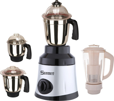 

Sunmeet SM_600W_GrnComMet-BlkSlv_4JIV_MG18-MA 600 Juicer Mixer Grinder(Black Silver, 4 Jars)