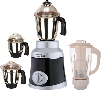 

SilentPowerSunmeet SPS_600W_GrnComMet-SlvBlk_4JIV_MG18-MA 600 Juicer Mixer Grinder(Silver Black, 4 Jars)