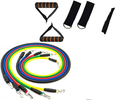 

GOCART 11pc Exercise Bands Workout bands with Carry Bag, Door Anchor, Ankle Straps Resistance Tube(Multicolor)
