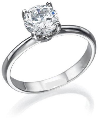 Jaipur Gemstone Diamond Ring With Certified Diamond Stone Diamond Silver Plated Ring
