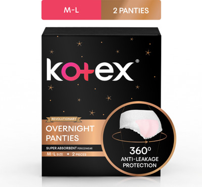 

Kotex Overnight Panties Super Absorbent Periodwear M/L Size Sanitary Pad(Pack of 2)