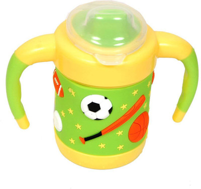 

Poddar Fashion Square Baby Cute Stylish Bpa Free Unbreakable Sippy Cup (Sipper Kids Mug) Hard Spout Infant PP Water/Juice Training Gravity Sipper Cup with Handles & Dust Free with Handel(Green)