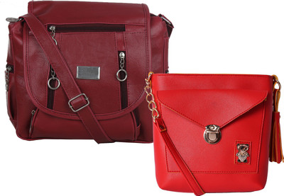 

Fillin Cart Women Casual, Evening/Party, Formal Maroon, Red PU Sling Bag