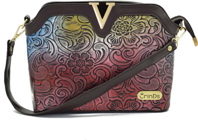 

Crinds Women Casual Purple Leatherette Sling Bag