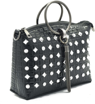 

Crinds Women Casual Black Leatherette Hand-held Bag