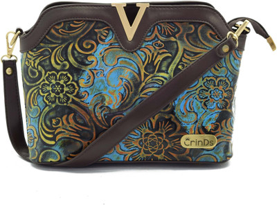 

Crinds Women Casual Blue Leatherette Sling Bag