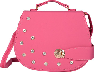 

Exotique Women Casual Pink Leatherette Sling Bag