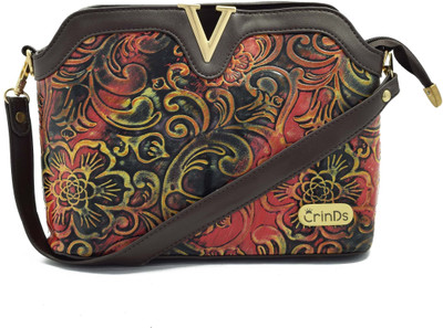 

Crinds Women Casual Red Leatherette Sling Bag