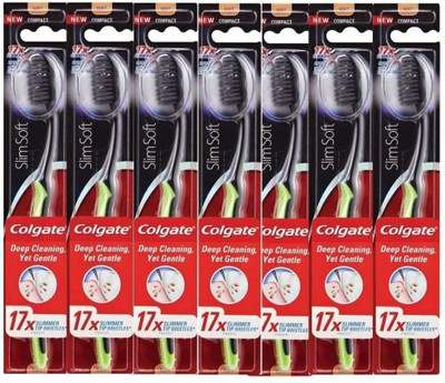 

Colgate Slim Soft Charcoal Deep cleaning With charcoal infused Bristles pack of 6+1 Soft Toothbrush(Pack of 7)