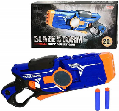 

Bestie Toys High Quality Blaze Rotating Point Storm Gun Toys for Kids with 20 Foam Bullet Soft Sticks (with Target Mirror)(Multicolor)