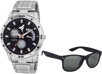 

Fancy Wayfarer, Chronograph Watch Combo(Silver, Black)