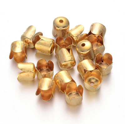 

mrithi Bead Caps, 4-Petal, Golden, 6.5x7mm, Hole: 1mm - 50 Nos