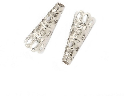 

mrithi Bead Cones, Silver Color, about 22mm long, 9mm wide, hole: 3mm- 30 Nos