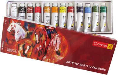 Camel Artists Acrylic Colours 12 Shades - 9 ml Each(Set of 12, Multicolor)