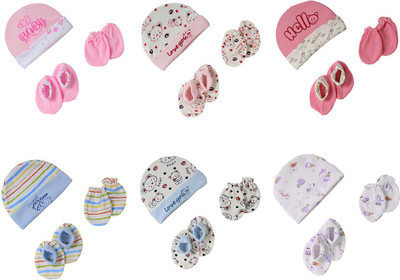 

Babilav Baby Caps Mittens and Booties Combo Pack, Set of 6 (0-6 Month) (New Born)(Multicolor)