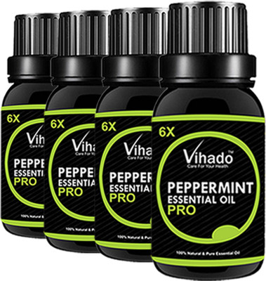 

VIHADO Peppermint Essential Oil, 6X PRO - 100% Pure & Organic, Natural, Undiluted, Ideal For Aromatherapy, Skin, Muscles & Aroma Diffusers 20ML (PACK OF 4)(20 ml)