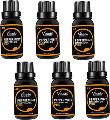 

VIHADO Peppermint Essential Oil, 4X PRO - 100% Pure & Organic, Natural, Undiluted, Ideal For Aromatherapy, Skin, Muscles & Aroma Diffusers 15 ML (PACK OF 6)(15 ml)