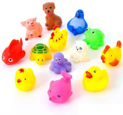 

CLOUDSHOP 12pcs Random Lovely Rubber Squeaky Animal Bath Toys/floating Fun for Baby Bath Toy Bath Toy(Multicolor)