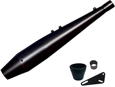 Dhe Best Reversecone Full Black Glasswool/Filter Exhaust Silencer Royal Enfield Classic 350 Royal Enfield Classic 350 Full Exhaust System(Mild Steel)