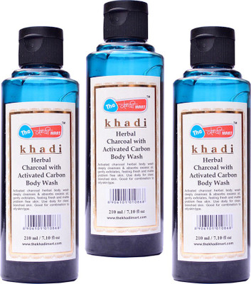 

Khadi Mart Charcoal with Activated Carbon Body Wash - (Pack of 3) - 630 mL(630 ml, Pack of 3)