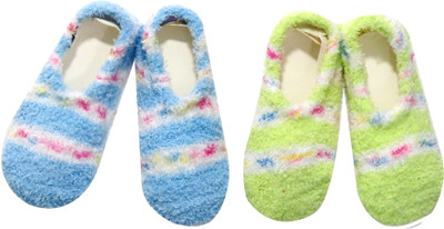 Neska Moda Towel Bootie Booties(Toe to Heel Length - 14 cm Blue, Green)
