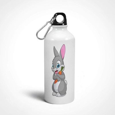 

iKraft Cute Bunny Cartoon Printed White Sport Bottle-600ml-Water Bottle Gift for Kids 600 ml Sipper(Pack of 1, White)