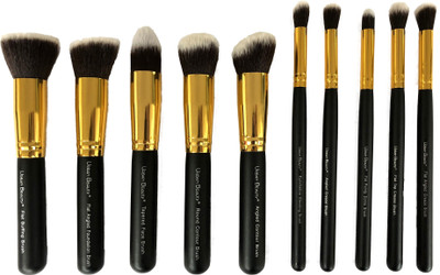

Urban Beauty 10 piece Makeup Brush Set Model UB-102 (Black+Gold)(Pack of 1)