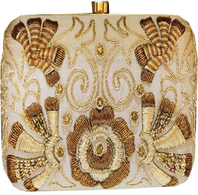 

Craftbazaar Party Beige Clutch