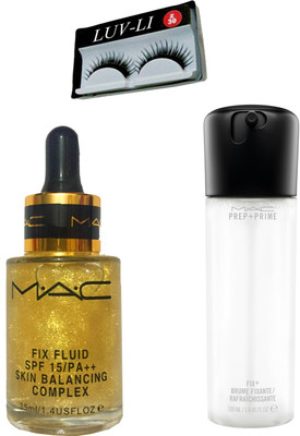 

LUV-LI IMPORTED COMBO 1 MAC FACE PRIMER WITH GOLD, 1 MAKEUP FIXER, 1 PAIR EYE LASH(Set of 3)