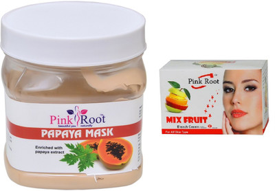 

Pink Root PAPAYA MASK 500ML WITH MIX FRUIT BLEACH 50G(Set of 2)