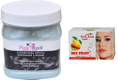 

Pink Root CHARCOAL CREAM 500ML WITH MIX FRUIT BLEACH 50G(Set of 2)